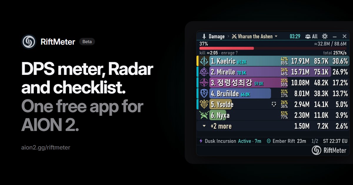 RiftMeter: free party DPS meter for AION 2 | Aion2.gg