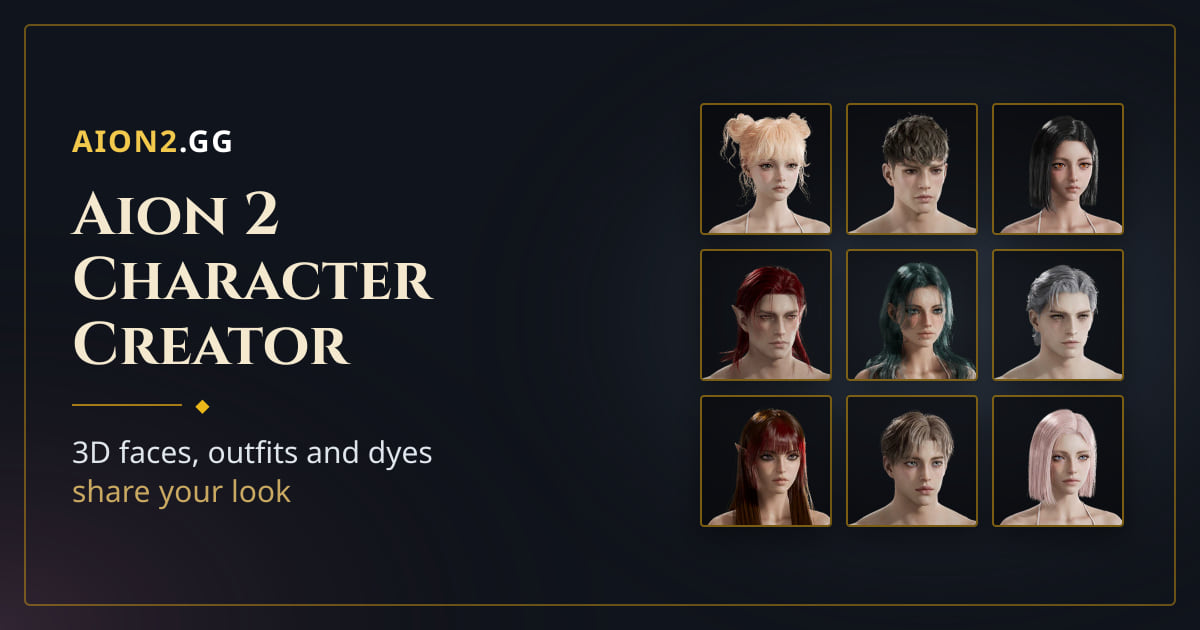 Aion 2 3D Character Creator: Faces, Outfits, Dyes | Aion2.gg